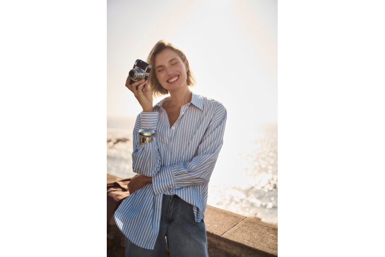 Joseph Ribkoff Tencel Stripe Print Boxy Blouse